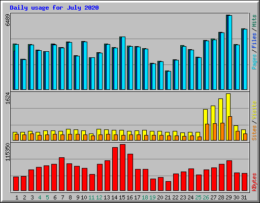 Daily usage for July 2020