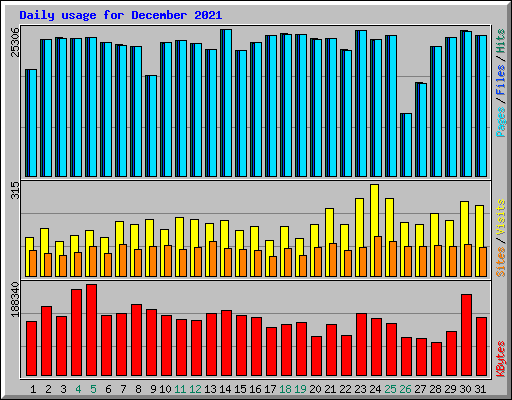 Daily usage for December 2021